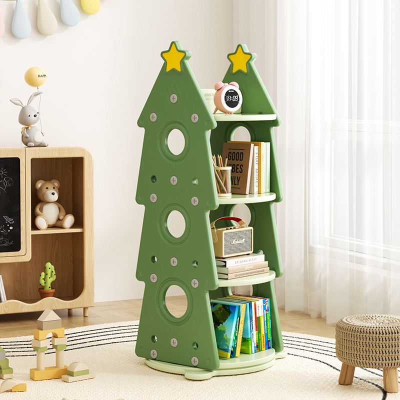 כוננית ספרים מעוצבת ומסתובבת לאחסון - עץ ירוק – תמונה 2