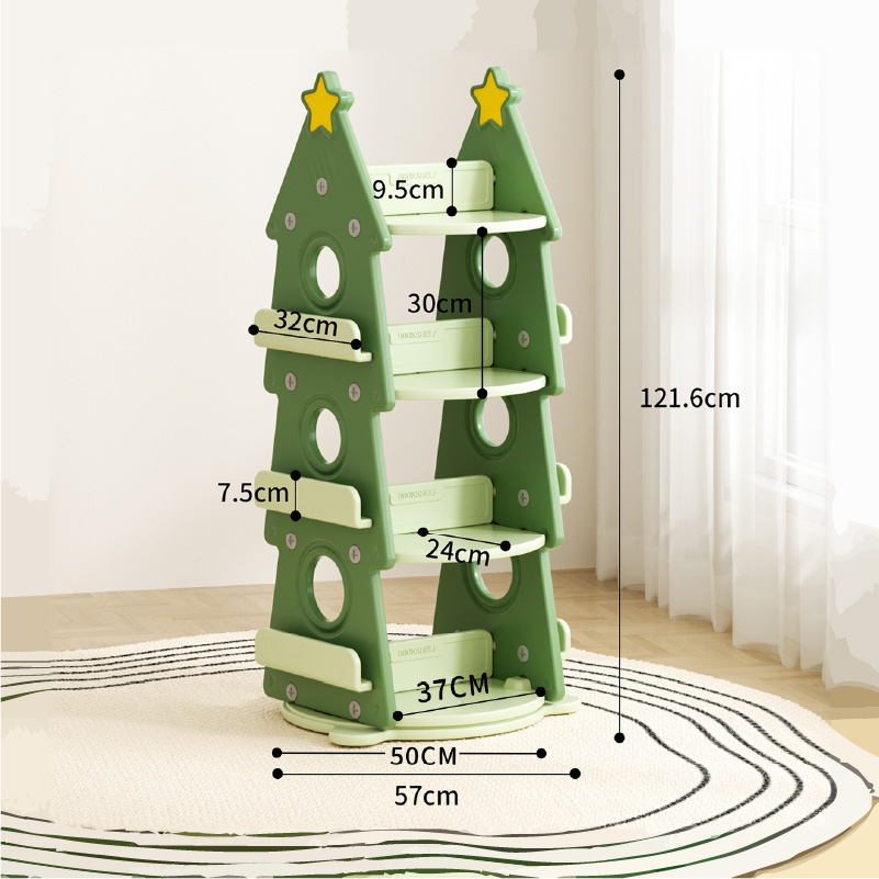 כוננית ספרים מעוצבת ומסתובבת לאחסון - עץ ירוק – תמונה 6