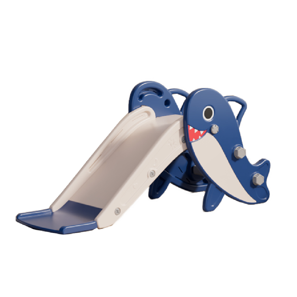 מגלשה מעוצבת מתקפלת לילדים עם כדורסל - דגם כרישון כחול – תמונה 3