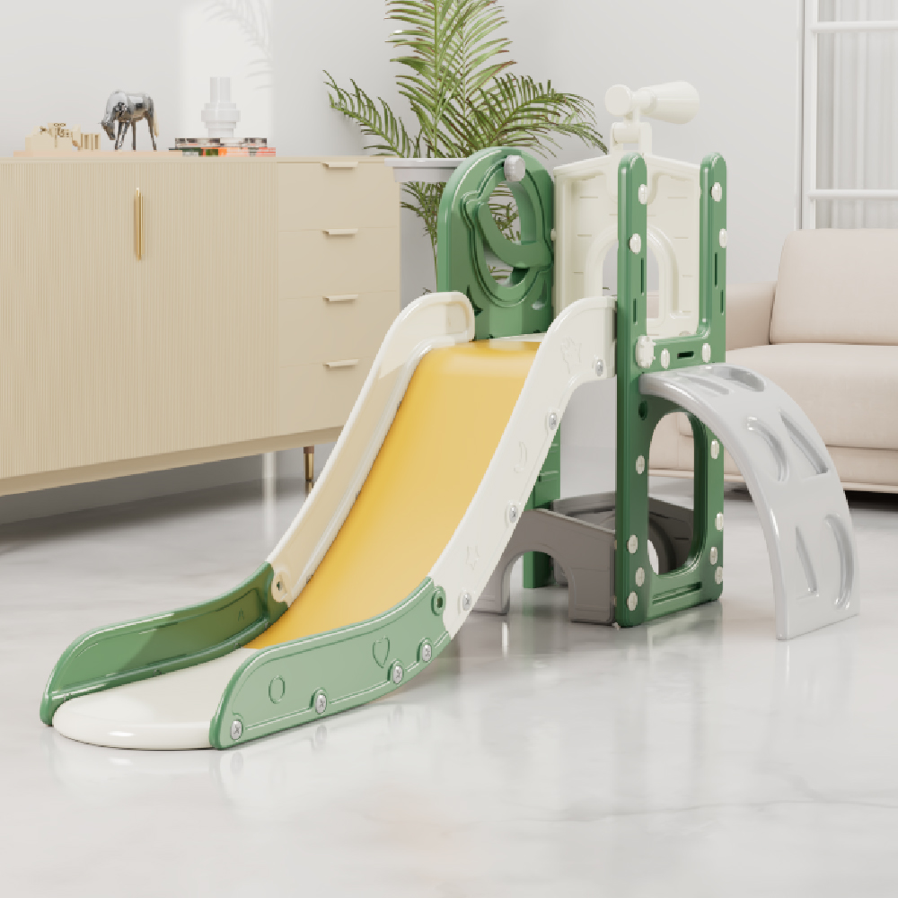 מתקן פעילות ומשחק משולב 5 ב1 - דגם הרפתקון ירוק