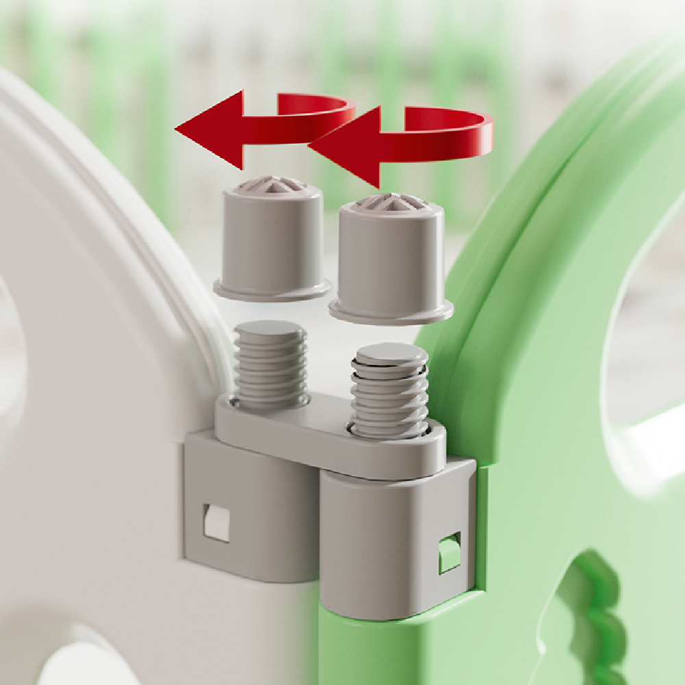 גדר מתקפלת 150/150 ס"מ לפעילות ומשחק עם מתקן כדורסל - דגם צפרדע בז' ולבן – תמונה 9