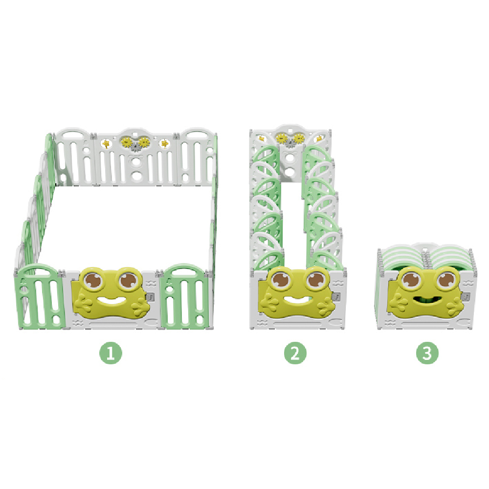 גדר מתקפלת 150/150 ס"מ לפעילות ומשחק עם מתקן כדורסל - דגם צפרדע בז' ולבן – תמונה 6