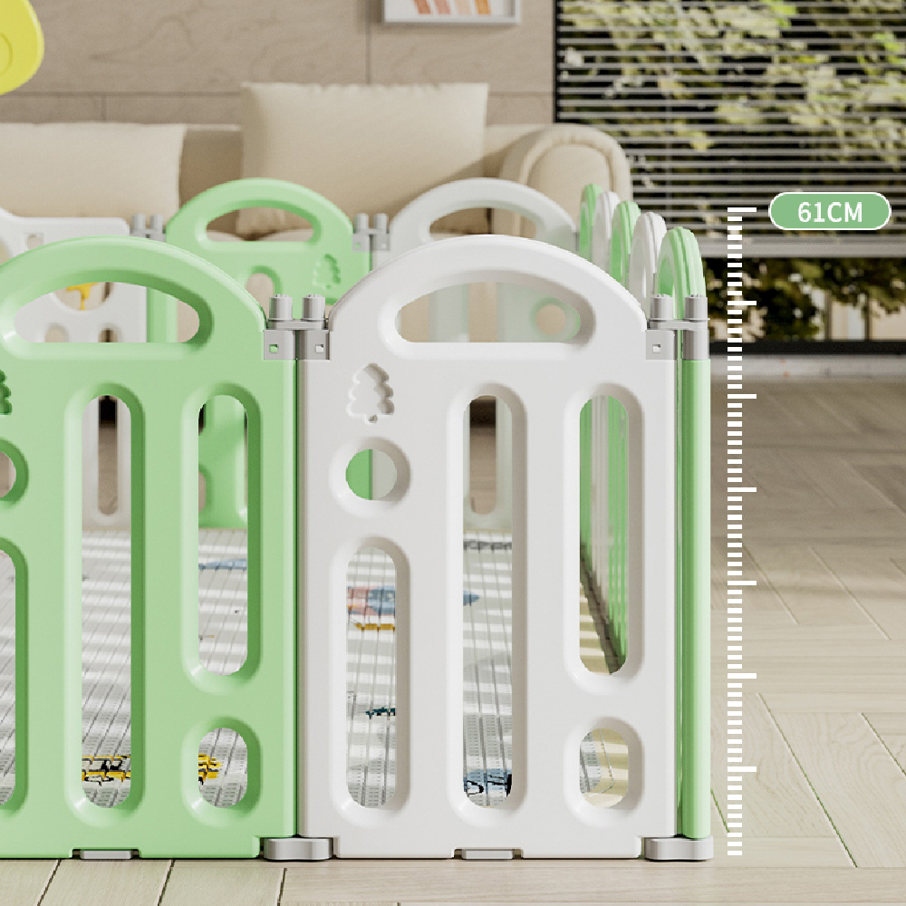 גדר מתקפלת 150/150 ס"מ לפעילות ומשחק עם מתקן כדורסל - דגם צפרדע בז' ולבן – תמונה 8