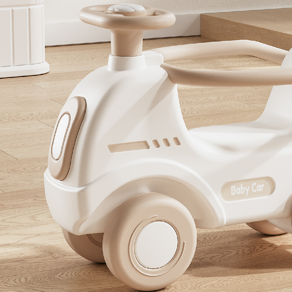 בימבה משולבת אוטו עם ידית להורה - צבע בז' ולבן – תמונה 6