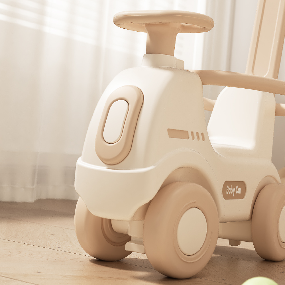 בימבה משולבת אוטו עם ידית להורה - צבע בז' ולבן – תמונה 5