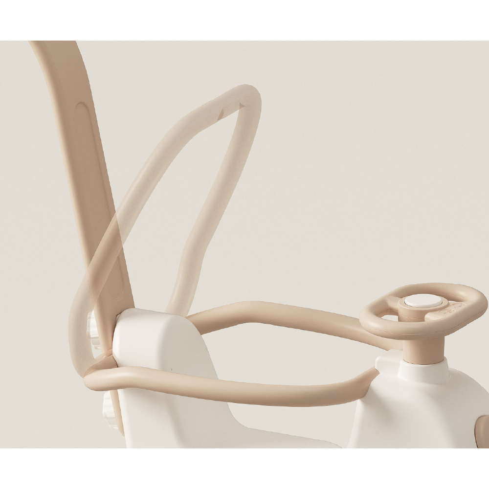 בימבה משולבת אוטו עם ידית להורה - צבע בז' ולבן – תמונה 9