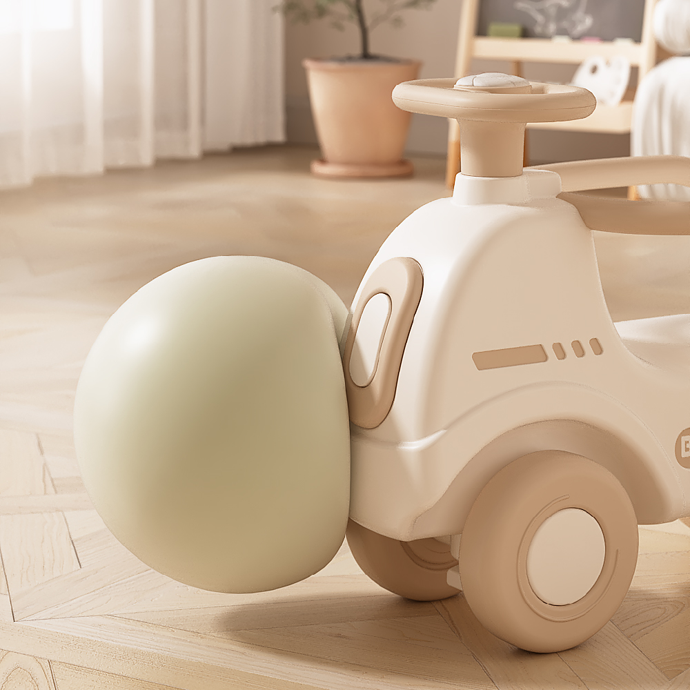 בימבה משולבת אוטו עם ידית להורה - צבע בז' ולבן – תמונה 11