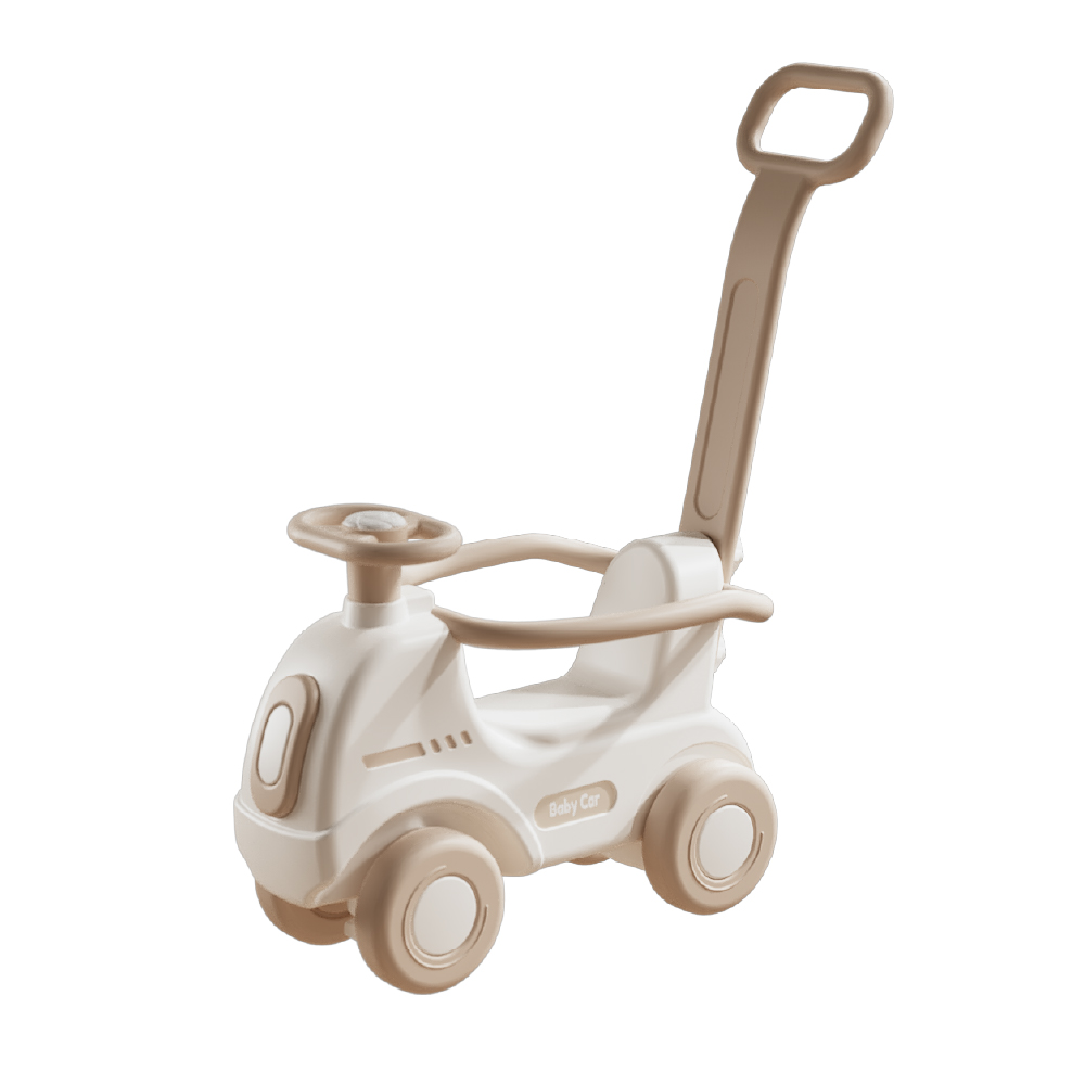 בימבה משולבת אוטו עם ידית להורה - צבע בז' ולבן – תמונה 12