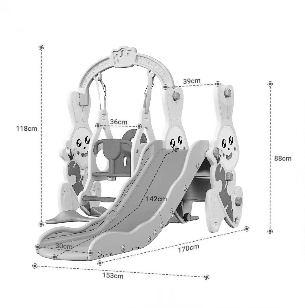 מתקן שעשועים 3 ב1 דגם ארנבון - צבע ורוד – תמונה 5