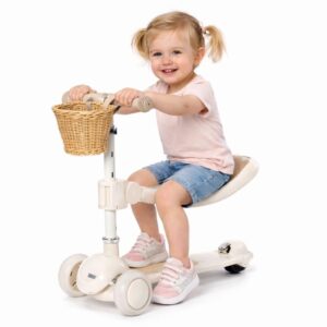 קורקינט וינטג' עם מושב וסלסלת קש - צבע שמנת