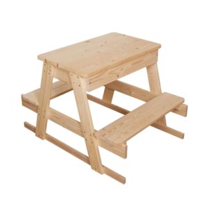 שולחן פיקניק משולב מעץ לילדים עם משטח עליון מתחלף